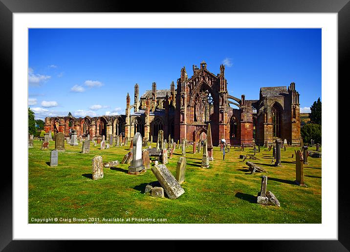 Melrose Abbey Scotland Framed Mounted Print by Craig Brown