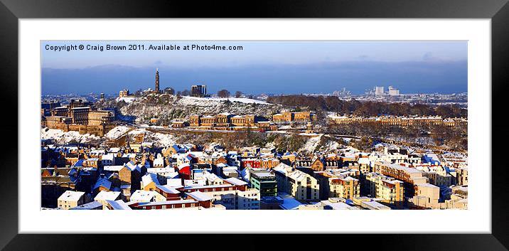 Edinburgh Rooftops in Winter Framed Mounted Print by Craig Brown