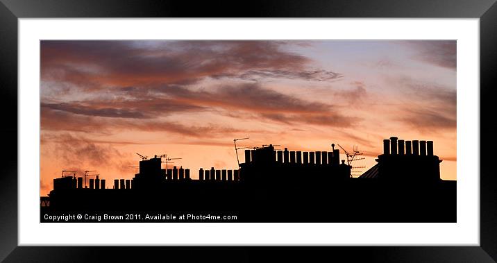 Silhouetted Rooftops at Dusk Framed Mounted Print by Craig Brown