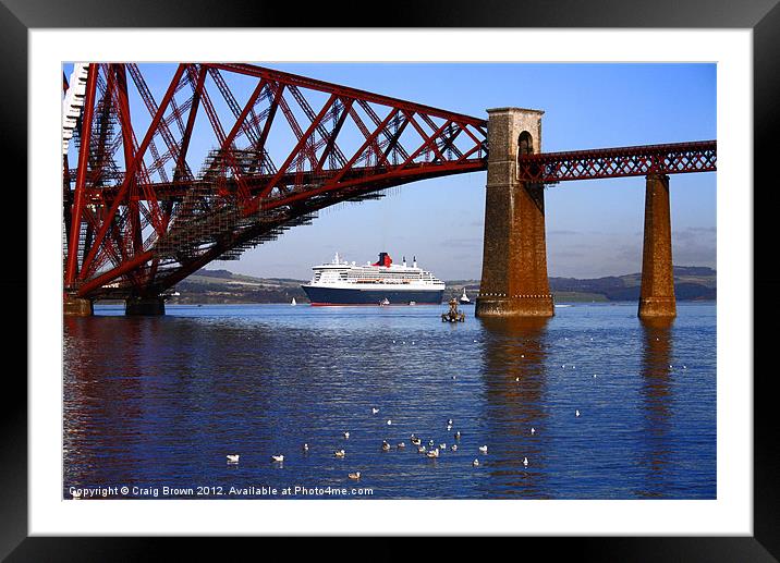 Queen Mary2 at Forth Bridge Framed Mounted Print by Craig Brown
