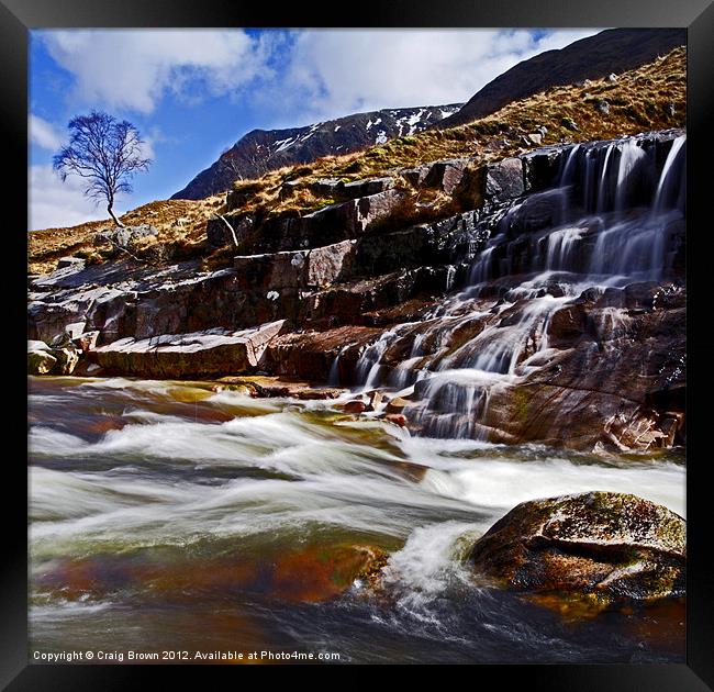 Waterfall, Glen Etive Framed Print by Craig Brown