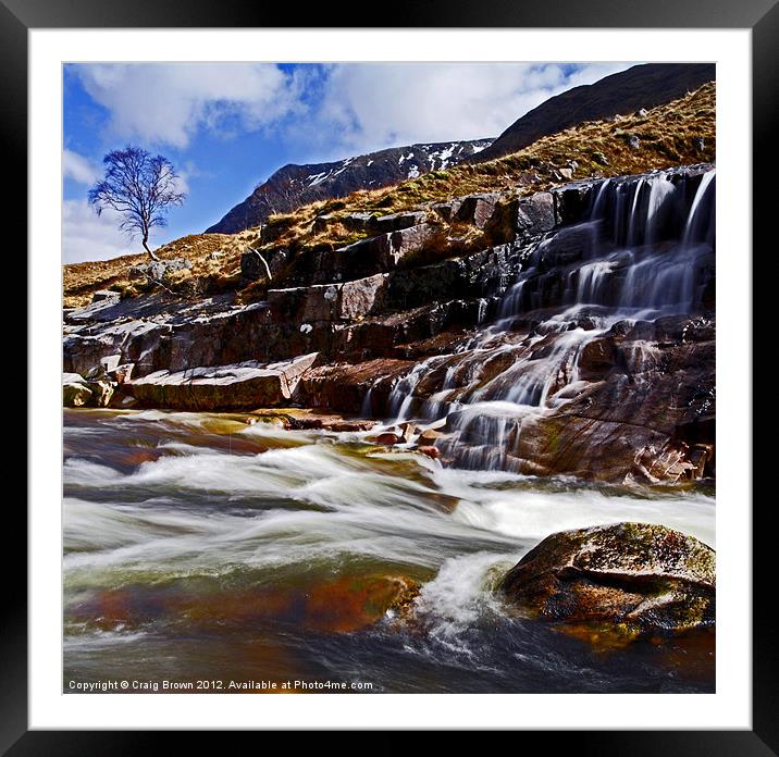 Waterfall, Glen Etive Framed Mounted Print by Craig Brown