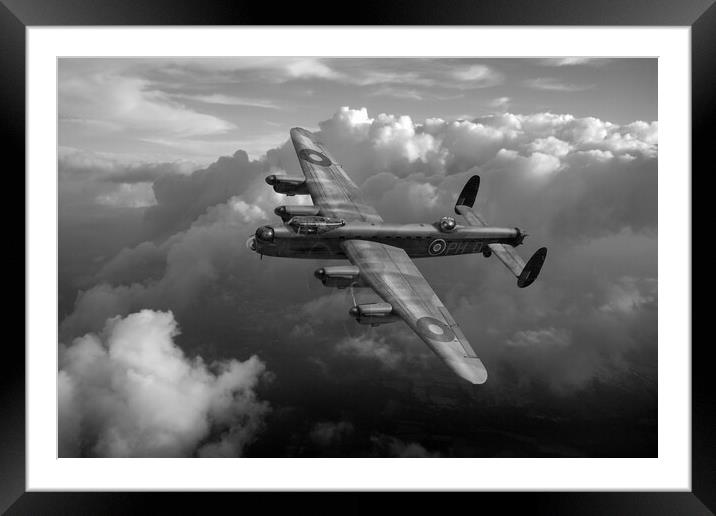 Lancaster PH-D in flight B&W version Framed Mounted Print by Gary Eason