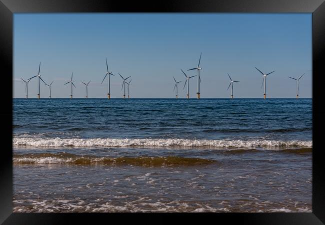 Redcar wind turbines Framed Print by Gary Eason