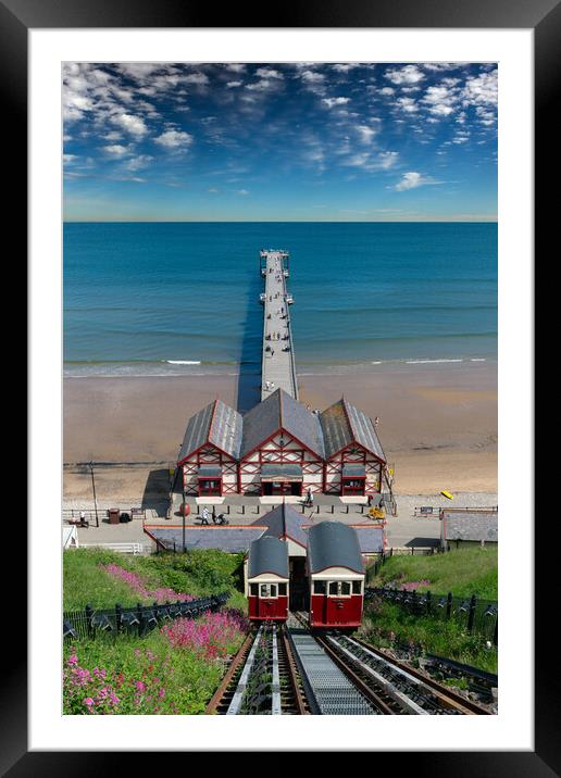 Saltburn pier and funicular railway Framed Mounted Print by Gary Eason