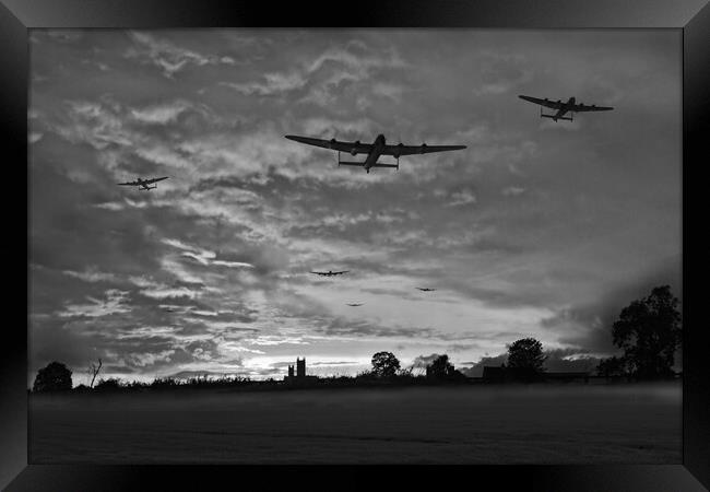 Bomber county: Lincolnshire sunset, B&W version Framed Print by Gary Eason