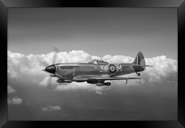 322 Squadron Polly Grey Spitfire TD322 B&W version Framed Print by Gary Eason
