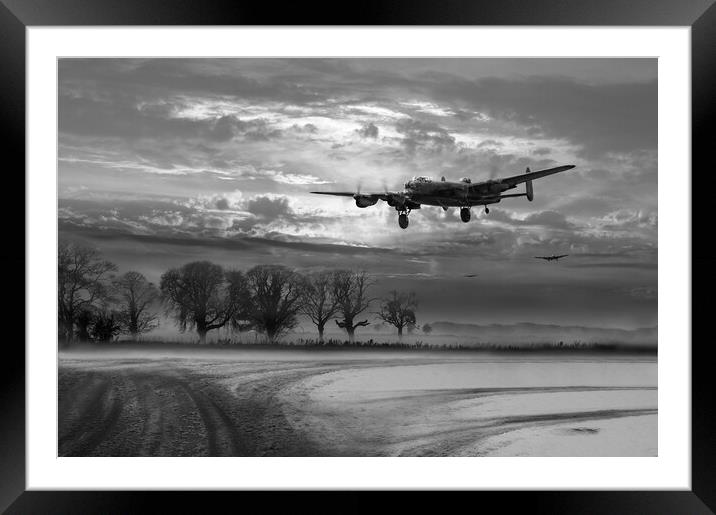 Lancasters morning return, B&W version Framed Mounted Print by Gary Eason