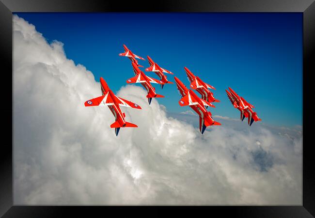 Red Arrows sky high Framed Print by Gary Eason