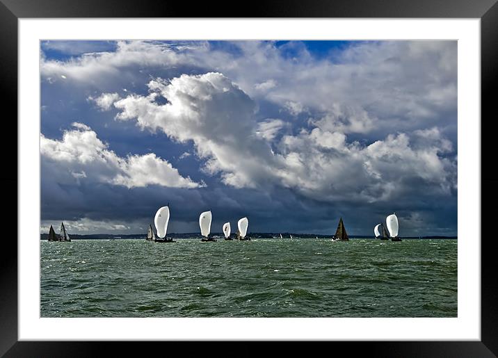 Racing yachts in the Solent Framed Mounted Print by Gary Eason