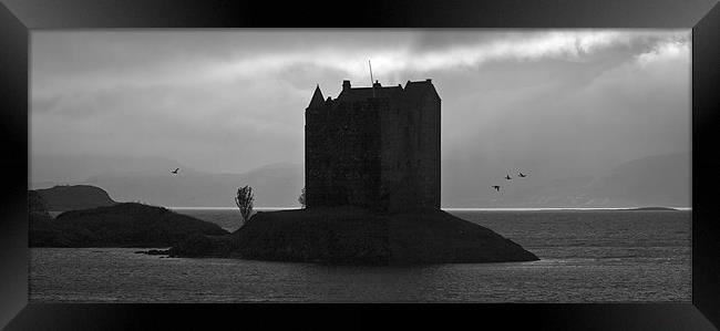 Castle Stalker, dusk silhouette Framed Print by Gary Eason