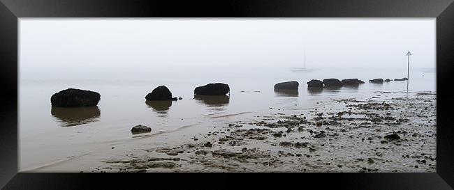 Moorings, freezing fog, West Mersea Framed Print by Gary Eason
