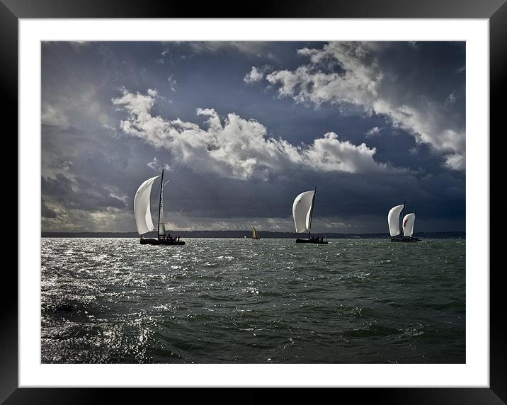 Yachts racing into the light Framed Mounted Print by Gary Eason