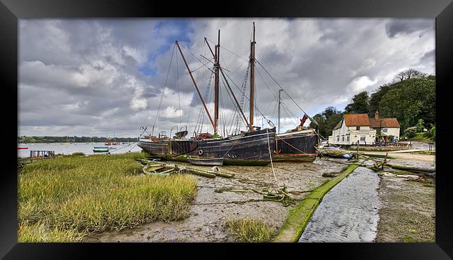 Boats on the hard, Pin Mill Framed Print by Gary Eason