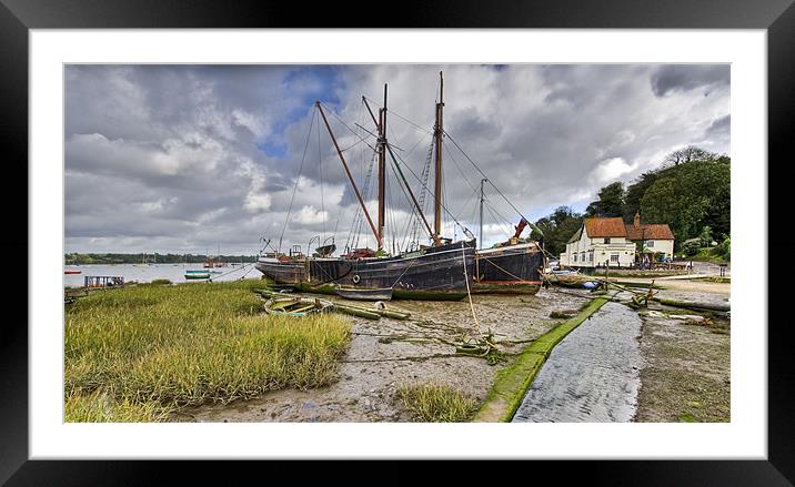 Boats on the hard, Pin Mill Framed Mounted Print by Gary Eason