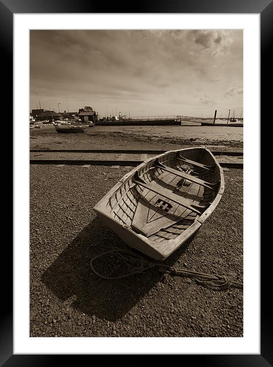Beached rowing boat, West Mersea Framed Mounted Print by Gary Eason