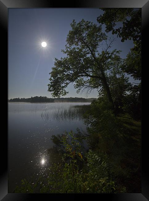 Lake by moonlight Framed Print by Gary Eason