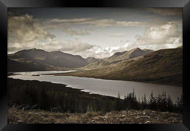 Highland view Loch Loyne aged Framed Print by Gary Eason