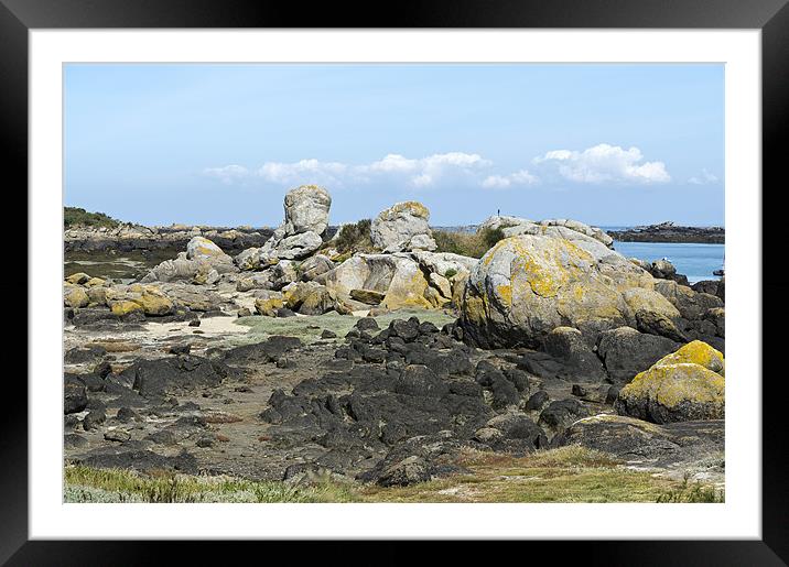 Rocks at low tide Iles Chausey Framed Mounted Print by Gary Eason