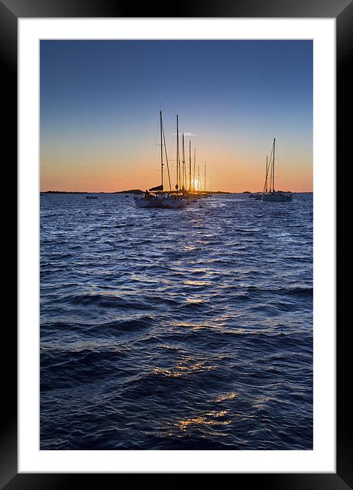 Sunset moorings Chausey Framed Mounted Print by Gary Eason