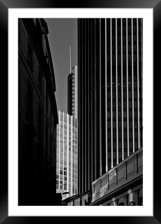Heron Tower London black and white Framed Mounted Print by Gary Eason