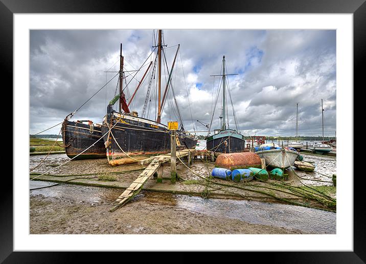 Boats on the hard Pin Mill Framed Mounted Print by Gary Eason