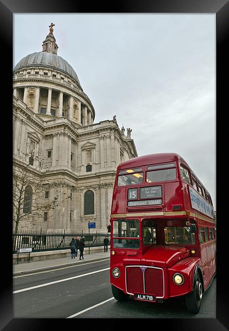 London red bus and St Paul's Framed Print by Gary Eason