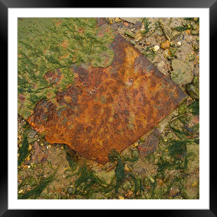 Rusted metal plate Framed Mounted Print by Gary Eason