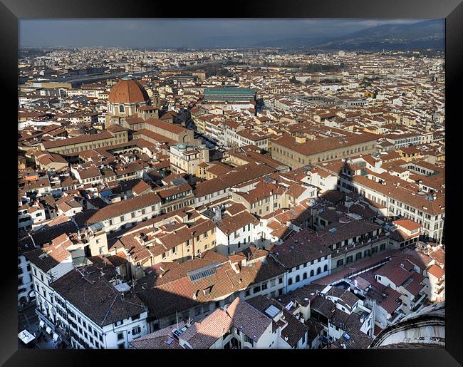 San Lorenzo and Duomo shadow Florence Framed Print by Gary Eason