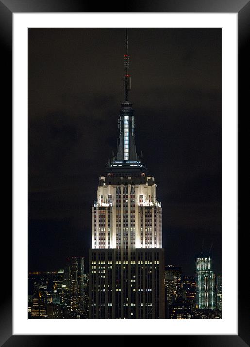 Empire State Building at night Framed Mounted Print by Gary Eason