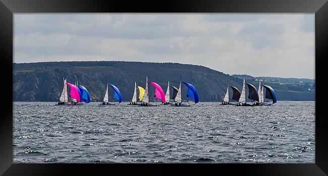 Open 5.70s racing downwind Framed Print by Gary Eason