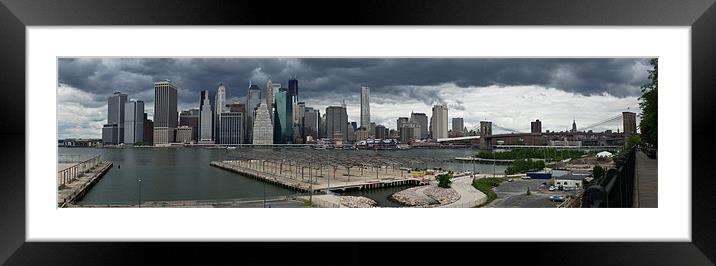 Manhattan from Brooklyn panorama 2 Framed Mounted Print by Gary Eason