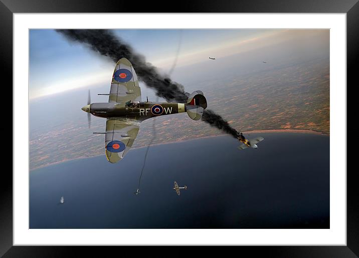 Spitfire Channel dogfight Framed Mounted Print by Gary Eason