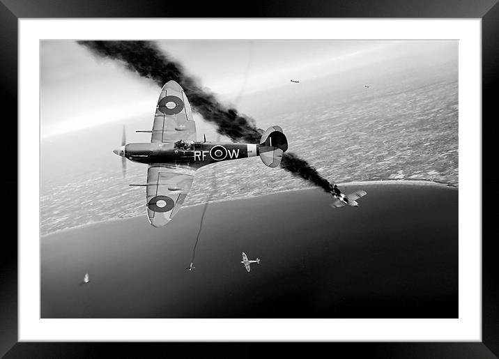 Spitfires in Channel dogfight Framed Mounted Print by Gary Eason