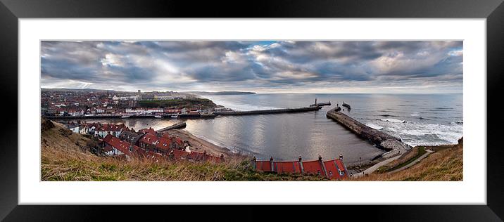 Whitby harbour panorama Framed Mounted Print by Gary Eason