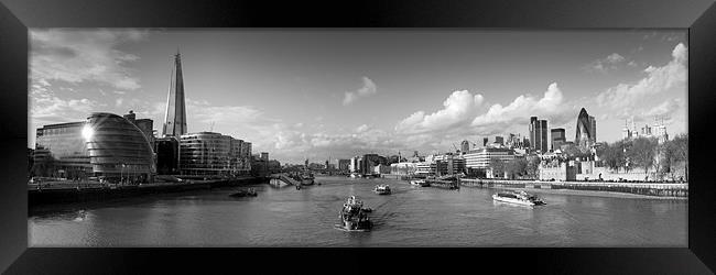 View from Tower Bridge black and white Framed Print by Gary Eason