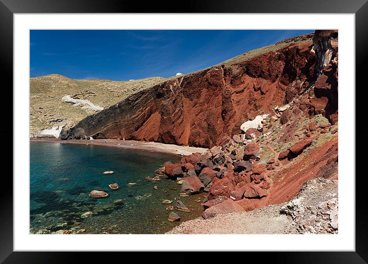 Red Beach, Santorini Framed Mounted Print by Gary Eason