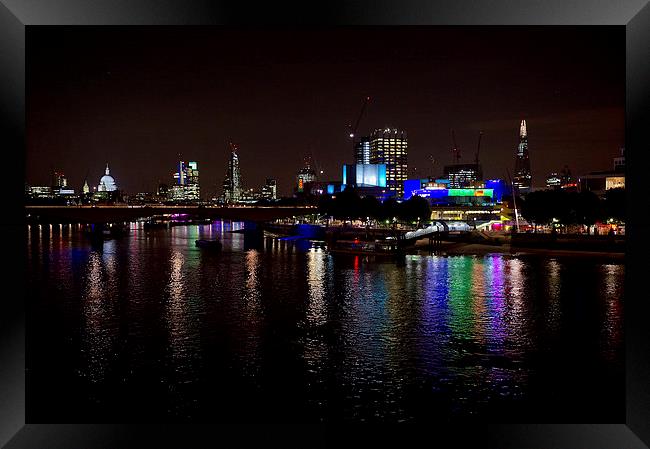London South Bank at night Framed Print by Gary Eason
