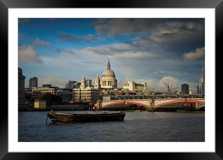 St Paul s from the river, rain clearing Framed Mounted Print by Gary Eason