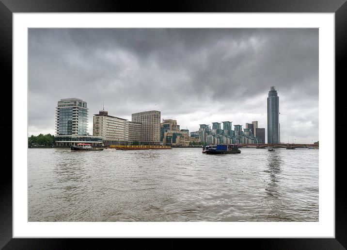 Thames riverboat on a rainy day Framed Mounted Print by Gary Eason