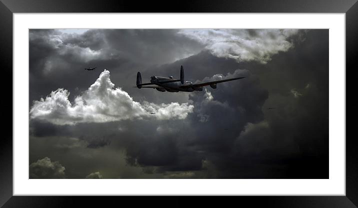 Bomber`s moon: Lancasters at night Framed Mounted Print by Gary Eason