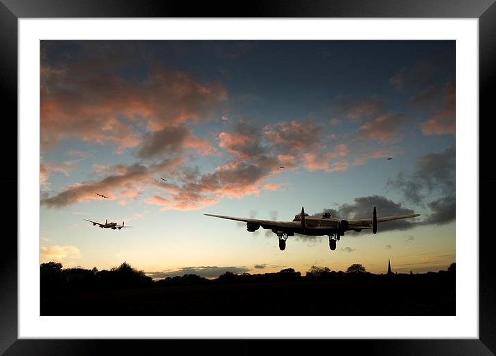 Lancasters taking off at sunset Framed Mounted Print by Gary Eason
