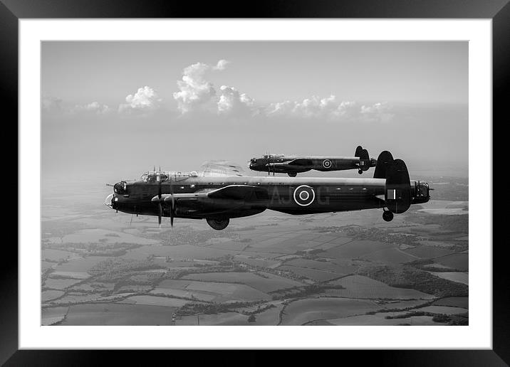 Lancasters AJ-G and AJ-N carrying Upkeeps black an Framed Mounted Print by Gary Eason