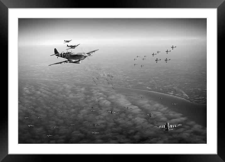 D-Day Operation Mallard black and white version Framed Mounted Print by Gary Eason