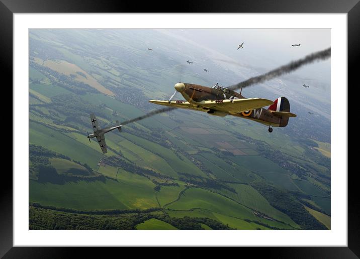 Battle of Britain dogfight Framed Mounted Print by Gary Eason