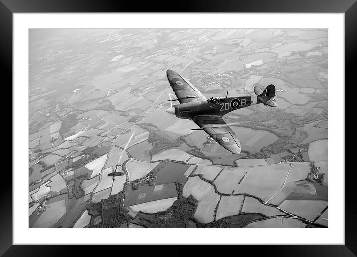 Spitfire victory black and white version Framed Mounted Print by Gary Eason