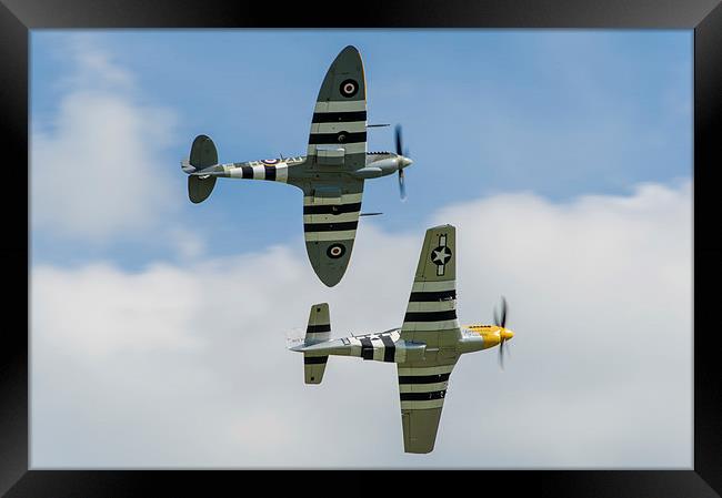 Spitfire and Mustang Framed Print by Gary Eason