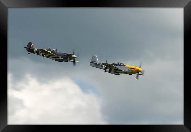 Spitfire and Mustang tail chase Framed Print by Gary Eason