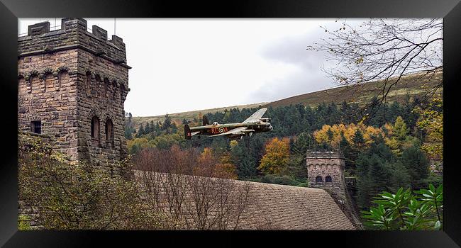Lancaster PA474 at the Derwent Dam Framed Print by Gary Eason