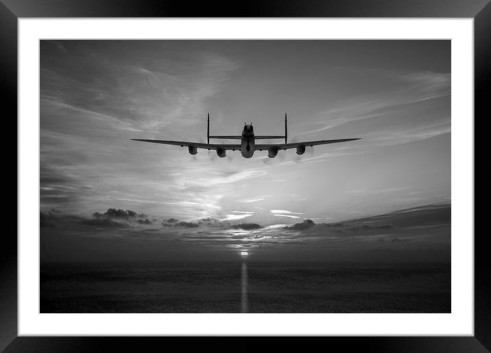 Farewell: Lancaster sunset black and white version Framed Mounted Print by Gary Eason